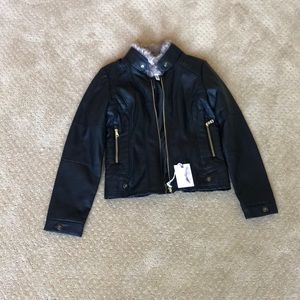 Black leather jacket. Girls size M